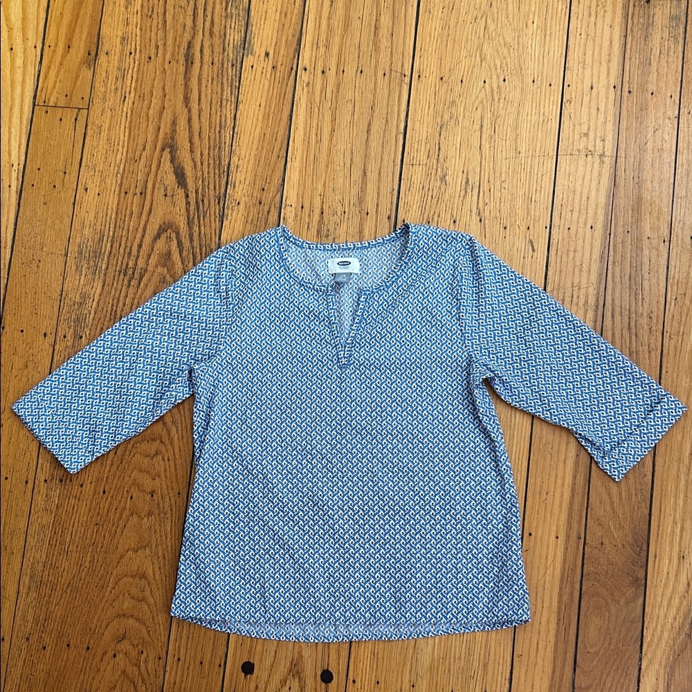 Old Navy Kids Blue Geometric Blouse